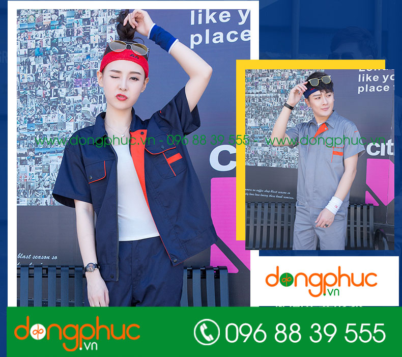 Mẫu bảo hộ màu ghi phối cam cộc tay